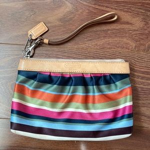 Striped Coach Wristlet